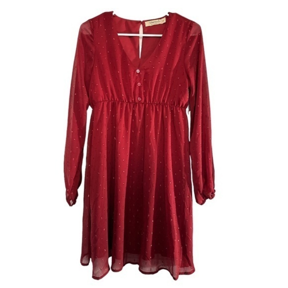 Liberty Love Maternity Red Sheer Christmas Dres Size Small NWT #6123